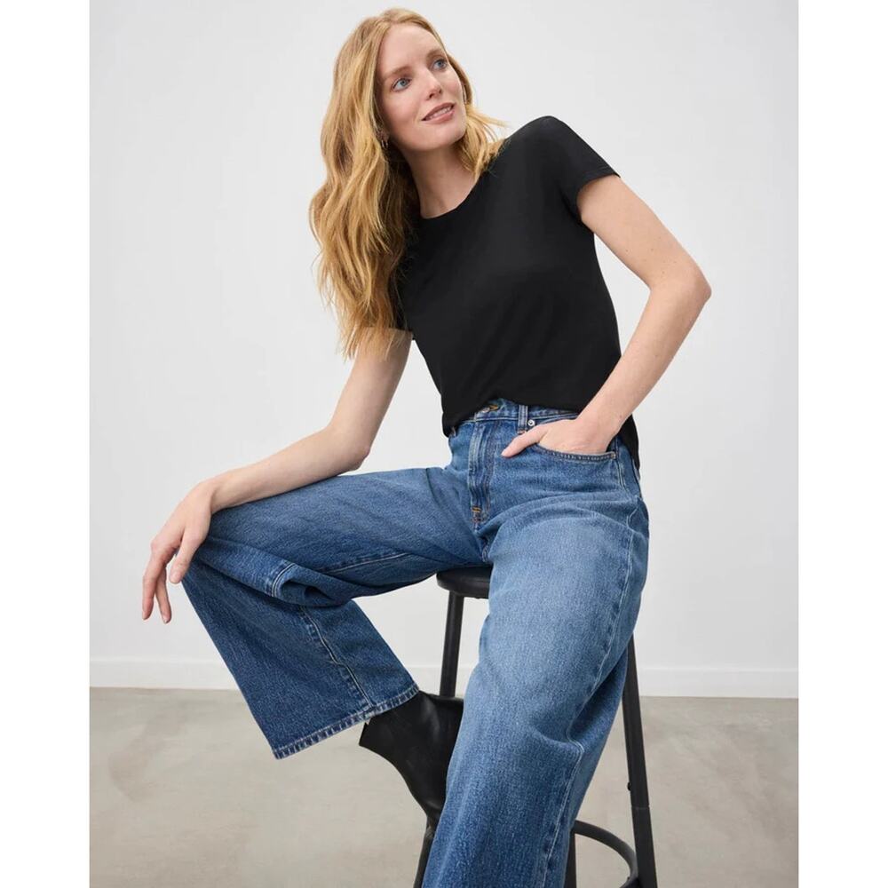 Splendid Women Black Supima Cotton / Modal Knit Abbie Basic Crewneck Tee Size S - Picture 5 of 9